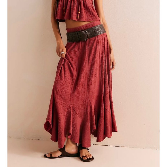 Free People Dresses & Skirts - Free People Beach Maxi Skirt Alaina Pull On Red Pear Small